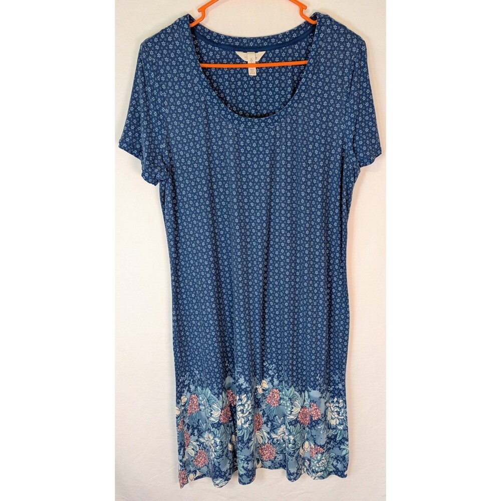 Soma Blue Floral Print Night Dress Sleep Lounge Size M